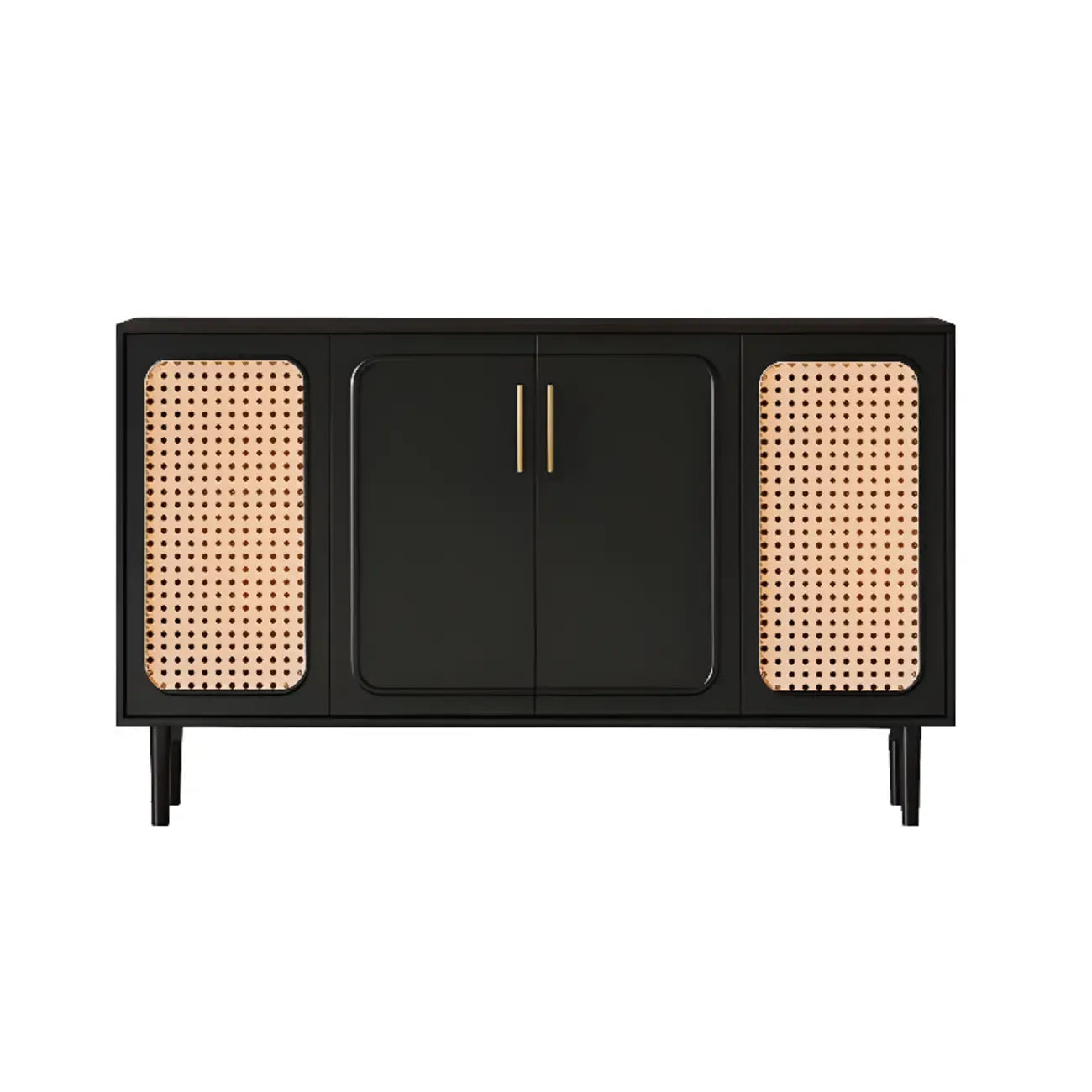 Modern Ink Wood Slab Buffet with Adjustable Shelving