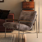Mid-Century Modern Chenille Metal Frame Accent Chair