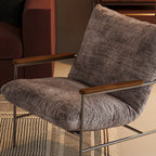 Mid-Century Modern Chenille Metal Frame Accent Chair