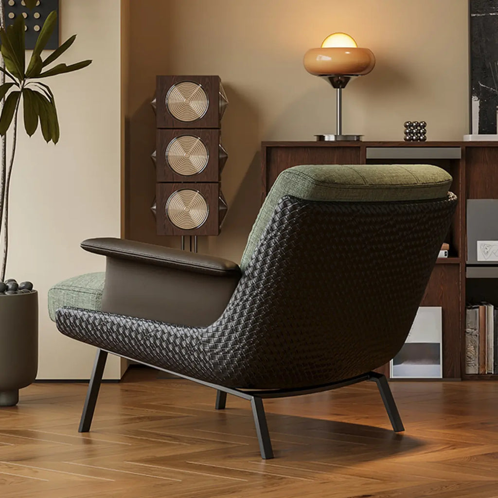 Modern Wingback Armrest Accent Chair Cotton Linen Fabric