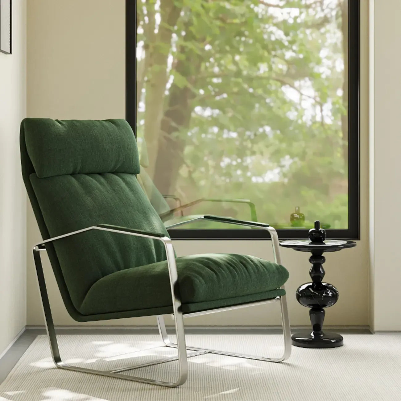 Modern Chenille High-Back Accent Chair With Arms