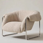 Simple Modern Sherpa Accent Chair with Arms