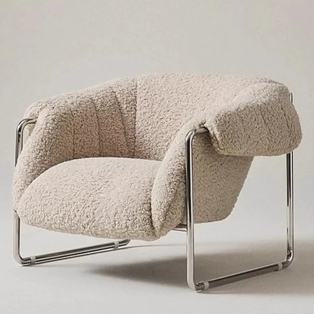 Simple Modern Sherpa Accent Chair with Arms
