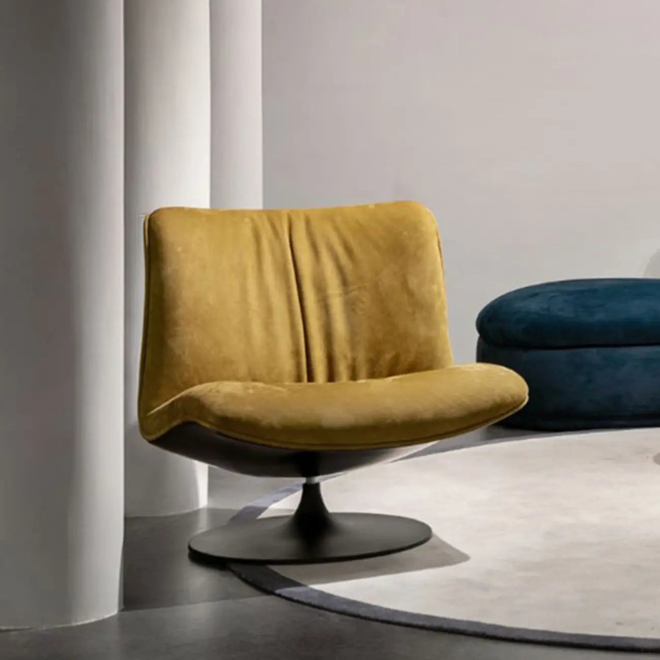 Swivel High-Back Tech Cloth Armless Accent Chair