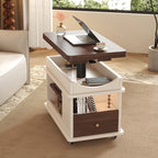 Rectangle Foldable Lift Top Wood Metal Side Table with Wheels