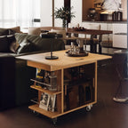 Elegant White Multi-function Wooden Wheel Side Table