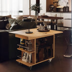 Elegant White Multi-function Wooden Wheel Side Table