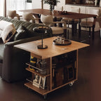 Elegant White Multi-function Wooden Wheel Side Table