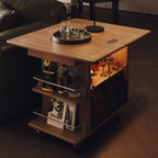 Elegant White Multi-function Wooden Wheel Side Table