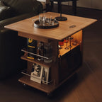 Elegant White Multi-function Wooden Wheel Side Table
