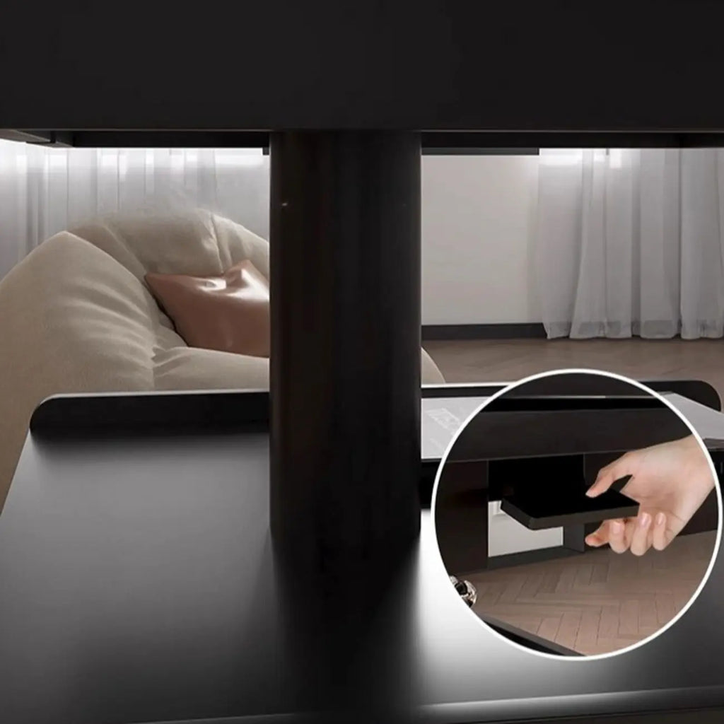 Adjustable Modern Nut-brown Wood Rolling Coffee Table
