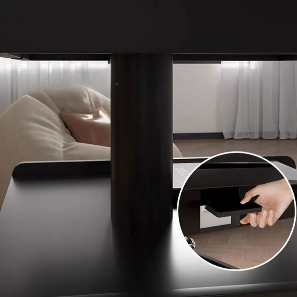 Adjustable Modern Nut-brown Wood Rolling Coffee Table