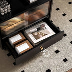 Adjustable Modern Nut-brown Wood Rolling Coffee Table