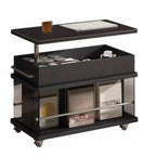 Black Lift Top Storage Rolling Coffee Table For Living Room