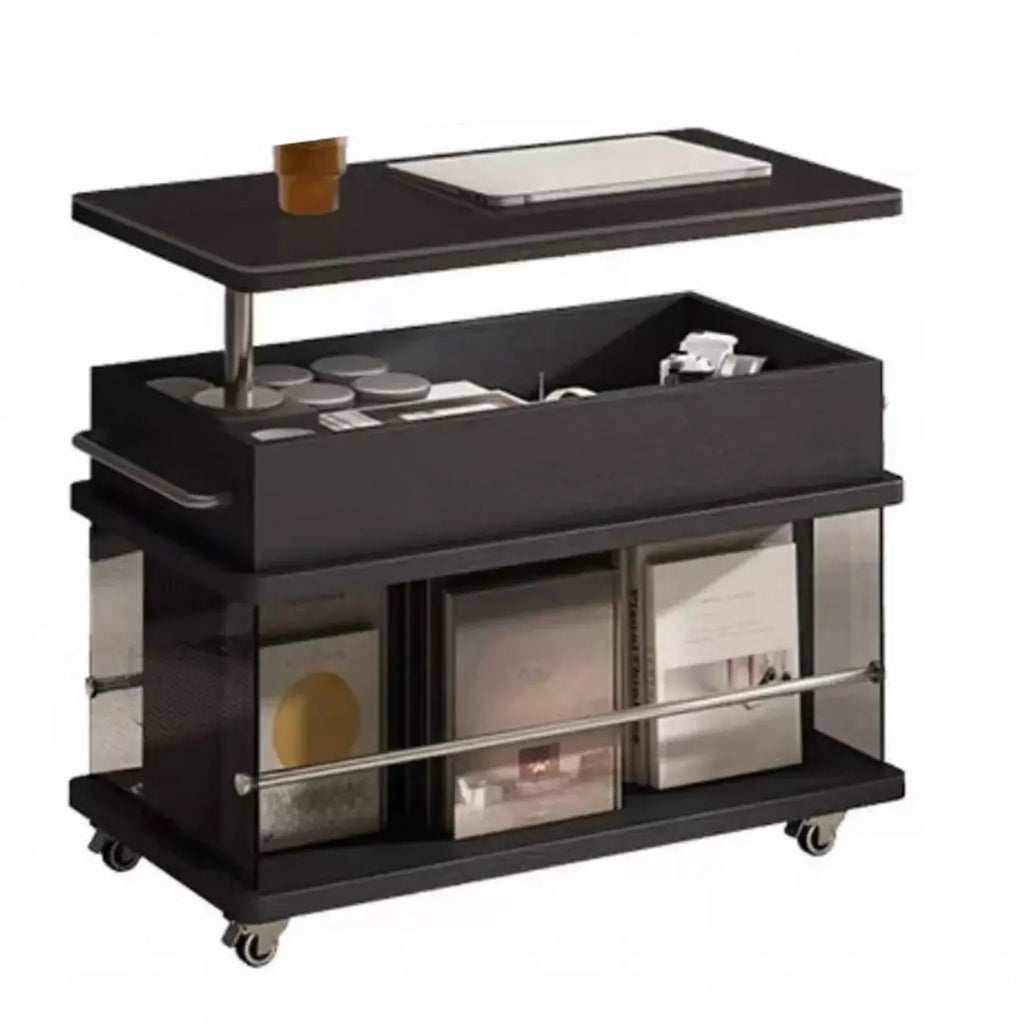 Black Lift Top Storage Rolling Coffee Table For Living Room