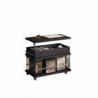 Black Lift Top Storage Rolling Coffee Table For Living Room