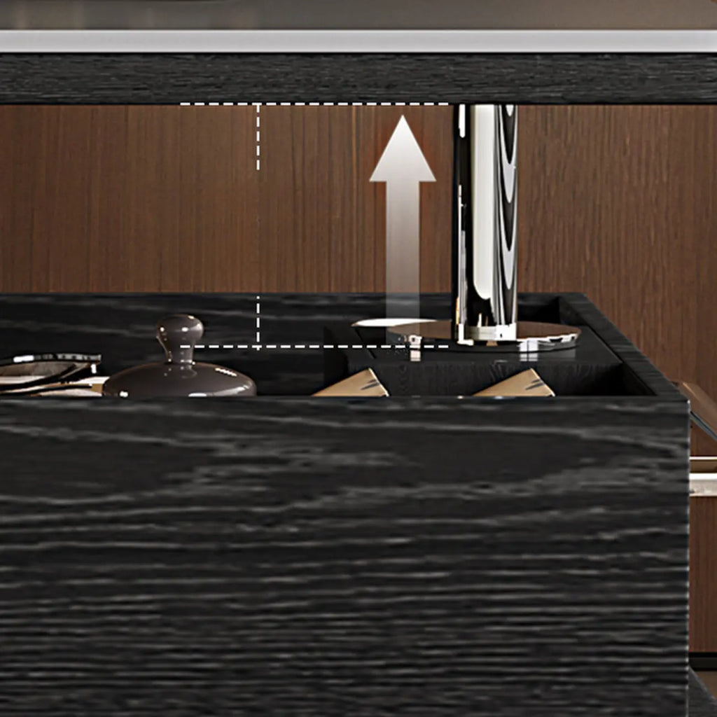 Black Lift Top Storage Rolling Coffee Table For Living Room