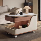 White Adjustable Top Modern Rolling Wood Side Table