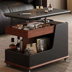 White Adjustable Top Modern Rolling Wood Side Table