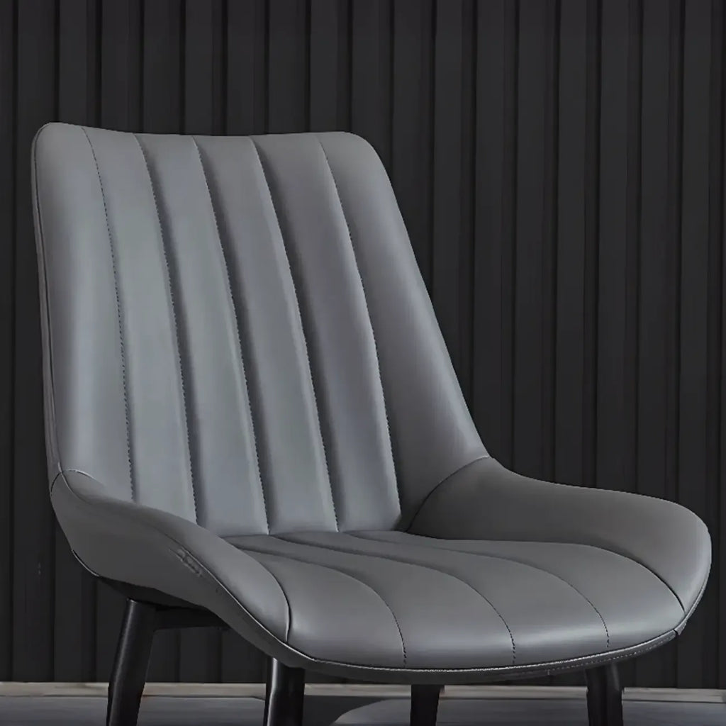 Minimalist Low Back Trufted Leather Upholstered Dining Chair