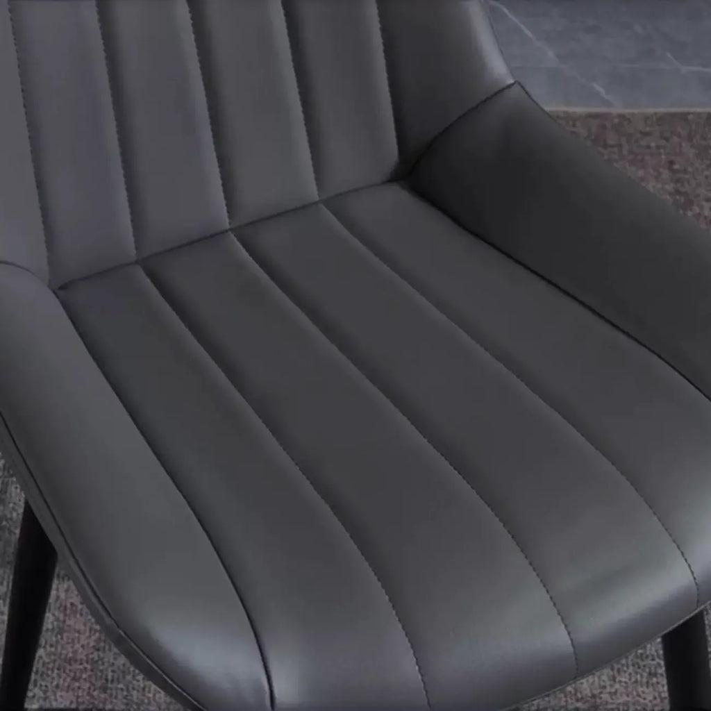 Minimalist Low Back Trufted Leather Upholstered Dining Chair