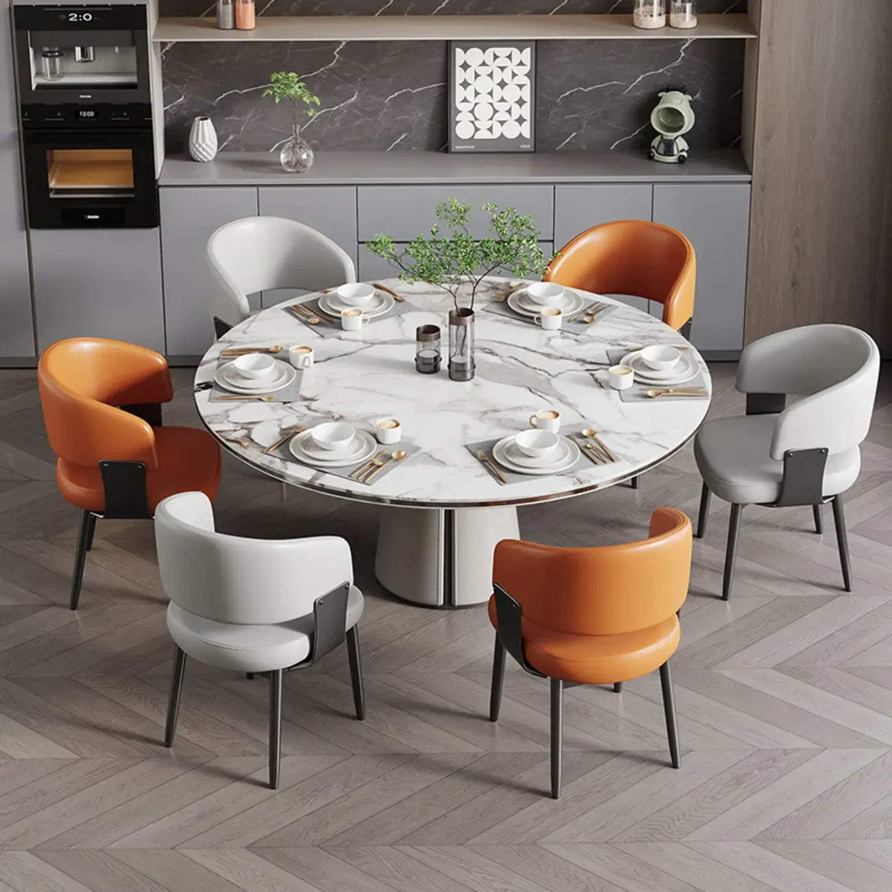 Modern Glam Leather Upholstered Dining Chair
