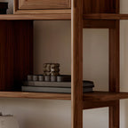 Black Walnut Open Back Wooden Vertical Display Bookshelf