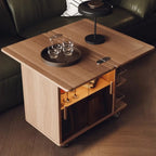 Natural Foldable Top Wood Storage Mobile Side Table