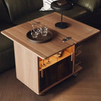 Natural Foldable Top Wood Storage Mobile Side Table