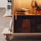 Natural Foldable Top Wood Storage Mobile Side Table