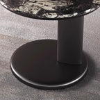 Modern Black Round C-shaped Side Table With Stone Top