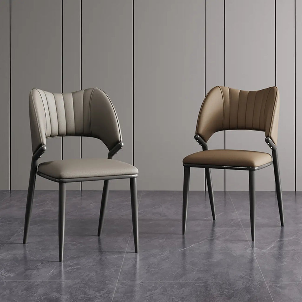 Modern Faux Leather Curved Back Armless Dining Chair