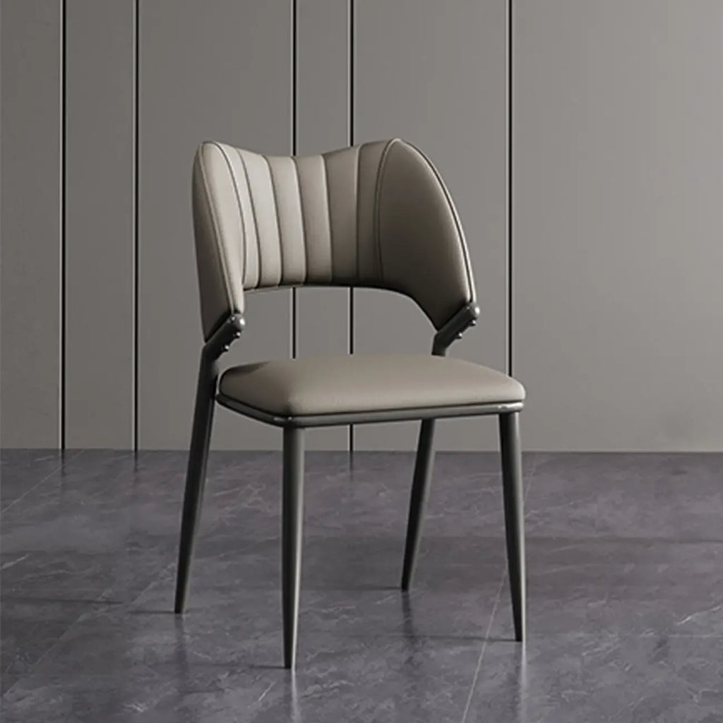 Modern Faux Leather Curved Back Armless Dining Chair
