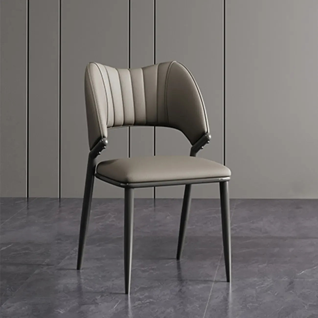 Modern Faux Leather Curved Back Armless Dining Chair