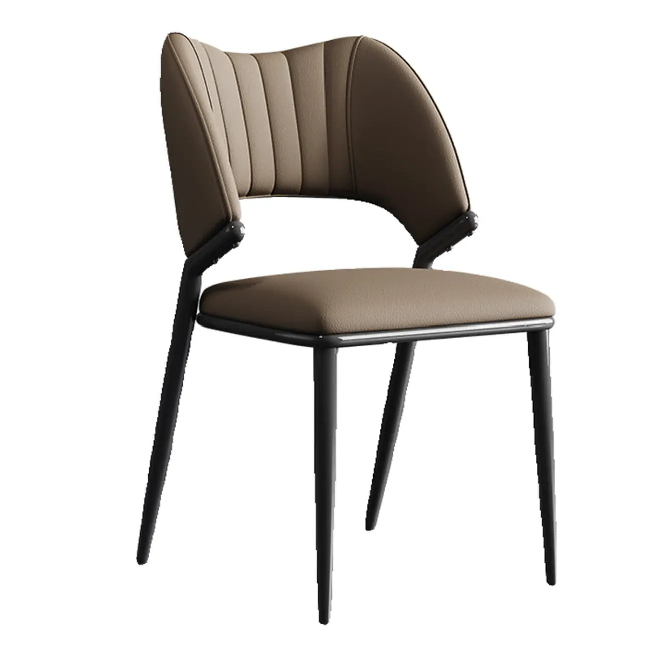 Modern Faux Leather Curved Back Armless Dining Chair