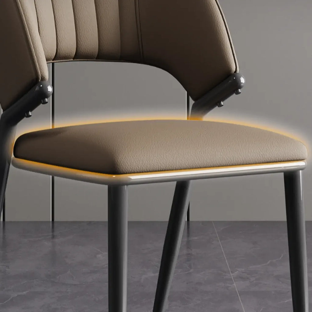 Modern Faux Leather Curved Back Armless Dining Chair