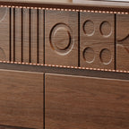 Art Deco Inspired Wood Dresser with Geometric Carvings