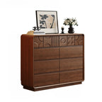 Art Deco Inspired Wood Dresser with Geometric Carvings