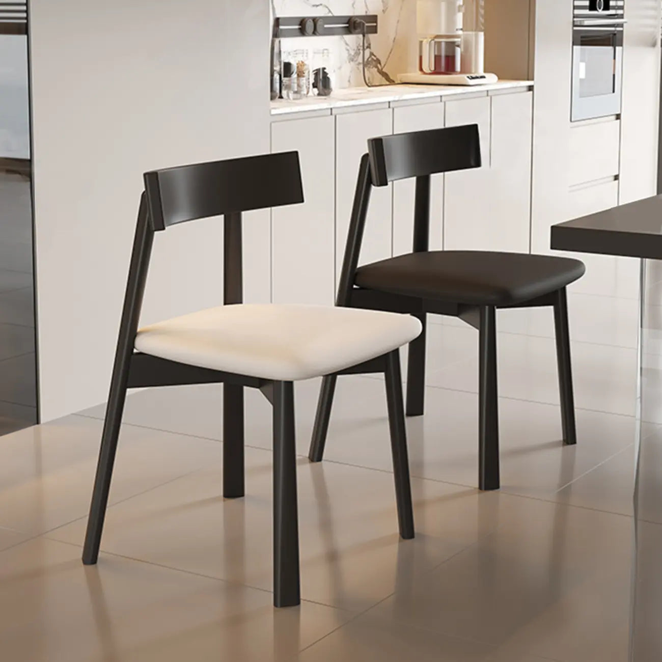 Modern Faux Leather Upholstered Low Back Dining Chair