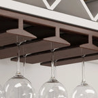 Contemporary Chestnut Wooden Hanging Wine Glass Rack