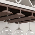 Contemporary Chestnut Wooden Hanging Wine Glass Rack