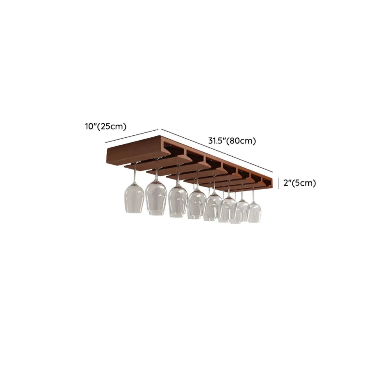 Contemporary Chestnut Wooden Hanging Wine Glass Rack