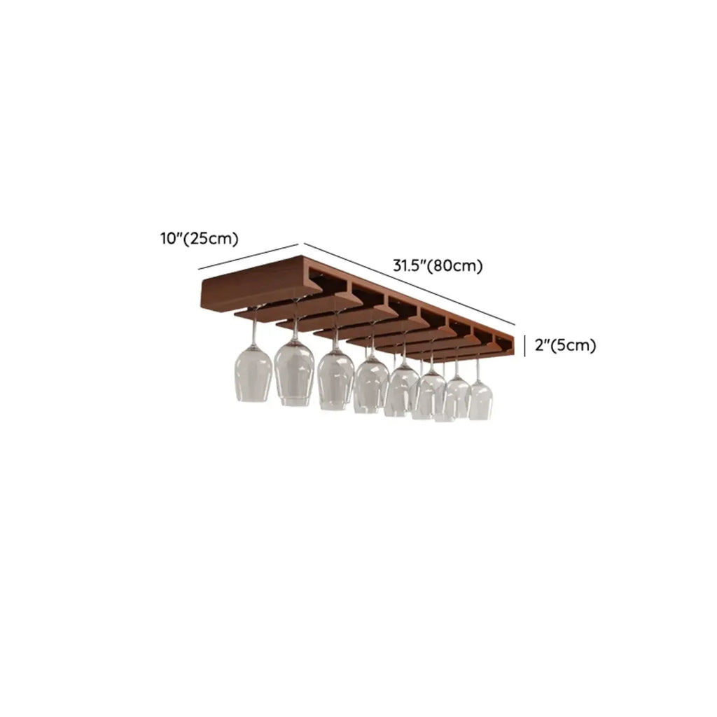 Contemporary Chestnut Wooden Hanging Wine Glass Rack