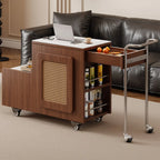 Multifunctional Sintered Stone Top Wheeled Cart Side Table