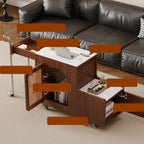 Multifunctional Sintered Stone Top Wheeled Cart Side Table