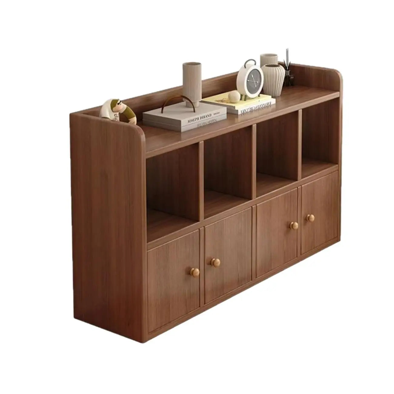 Brown Modern Wood Horizonal Cube Bookcase with Storage