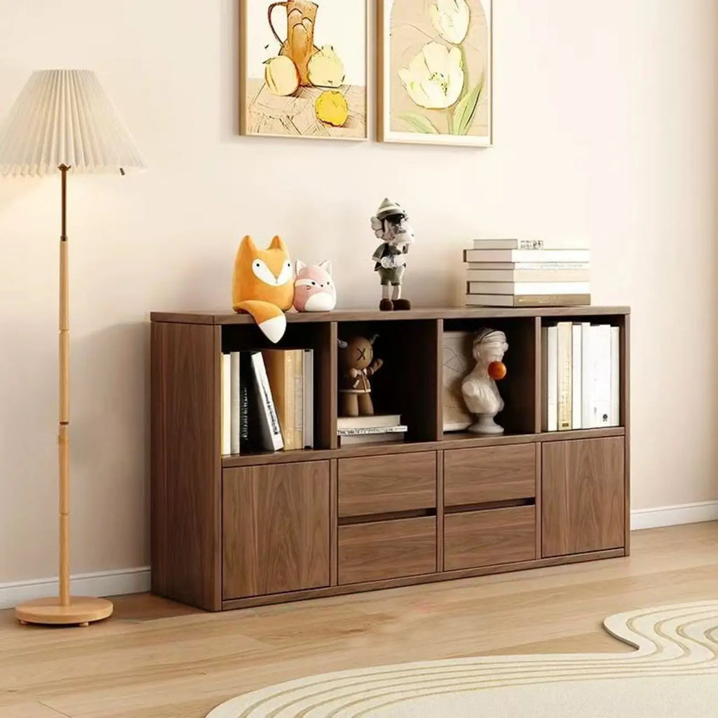 Brown Modern Wood Horizonal Cube Bookcase with Storage
