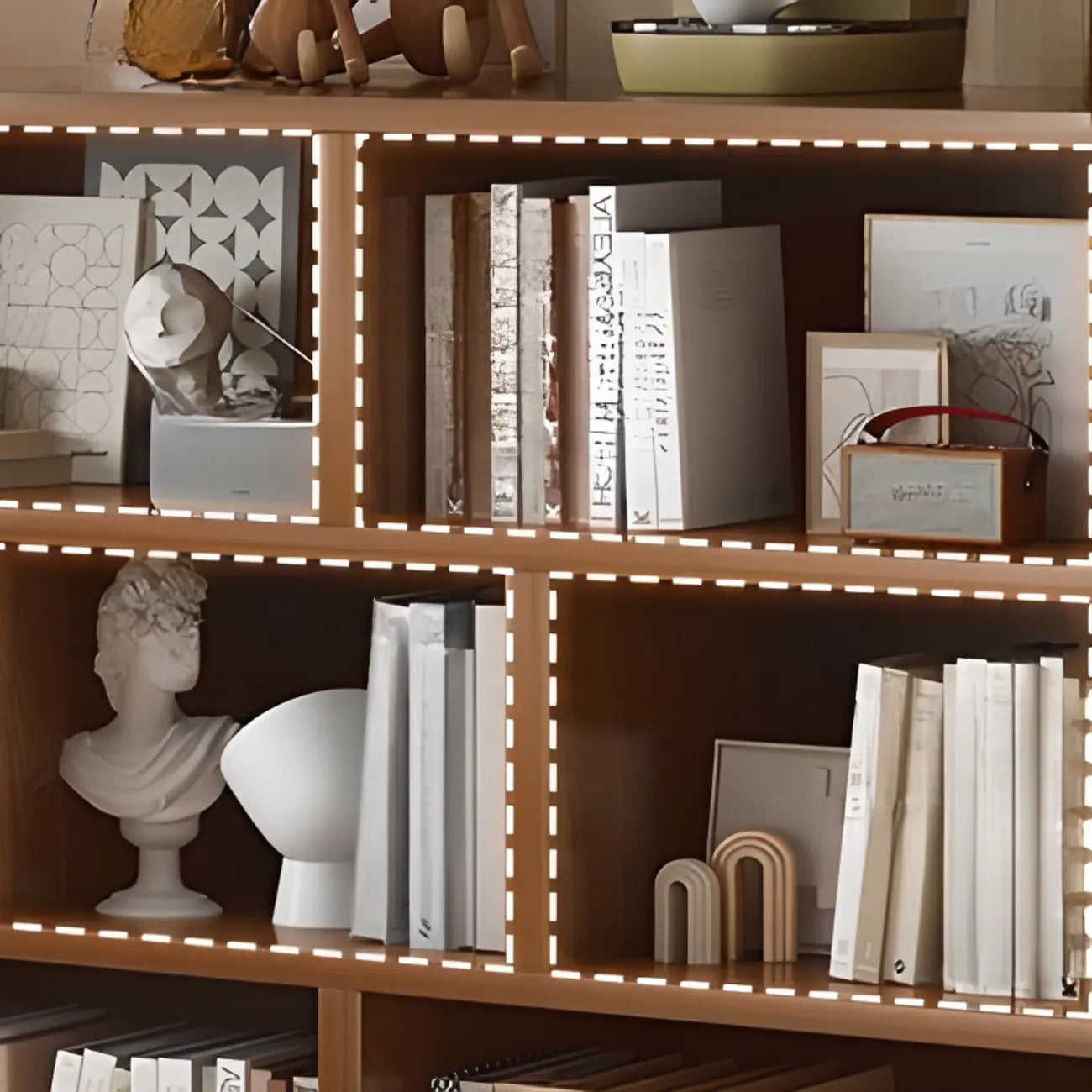 Brown Modern Wood Horizonal Cube Bookcase with Storage