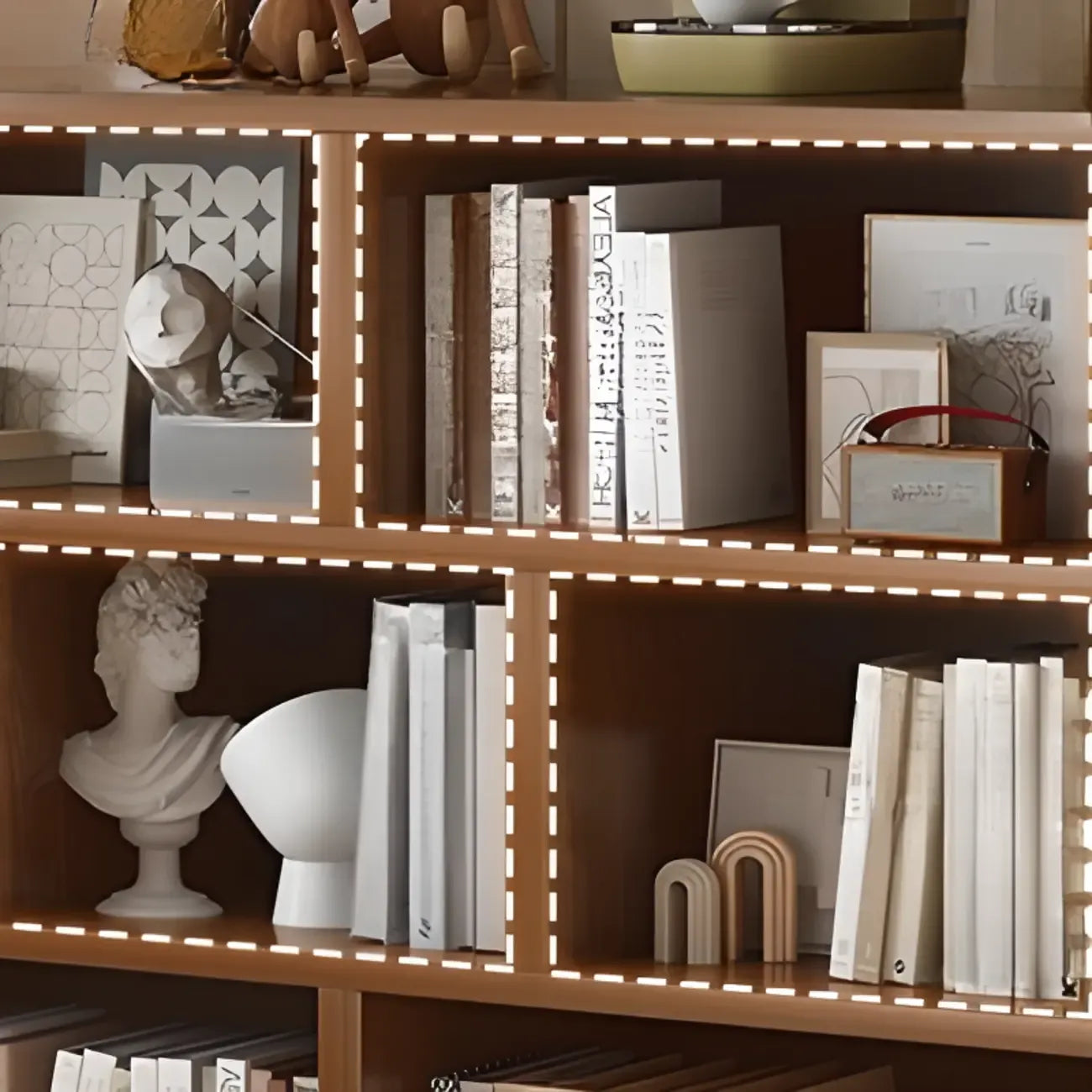 Brown Modern Wood Horizonal Cube Bookcase with Storage