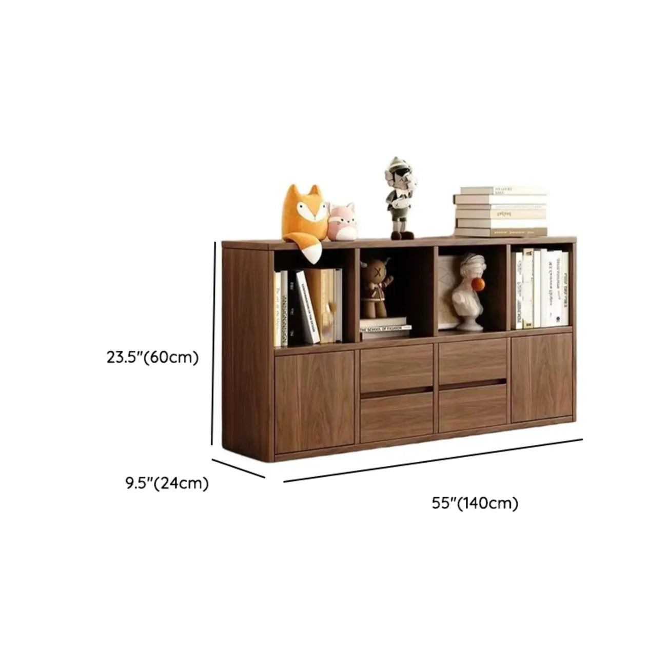 Brown Modern Wood Horizonal Cube Bookcase with Storage